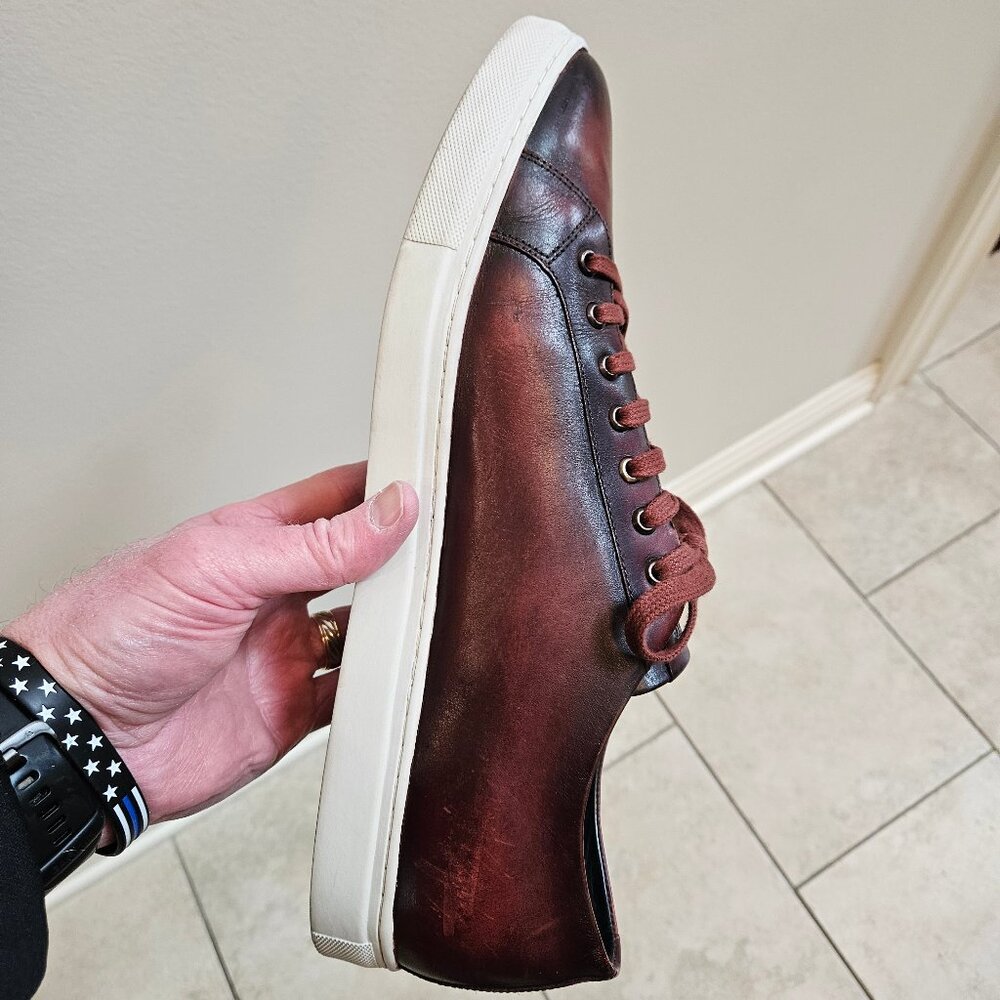 Studio Belvedere Men's 'James' Leather Sneakers, Brownish-Red, Sz 13 - Picture 12 of 16